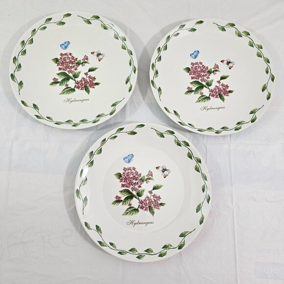 Royal Norfolk Hydrangeas Butterflies 8” Ceramic Salad Luncheon Plates – Set of 3 - Picture 8 of 13